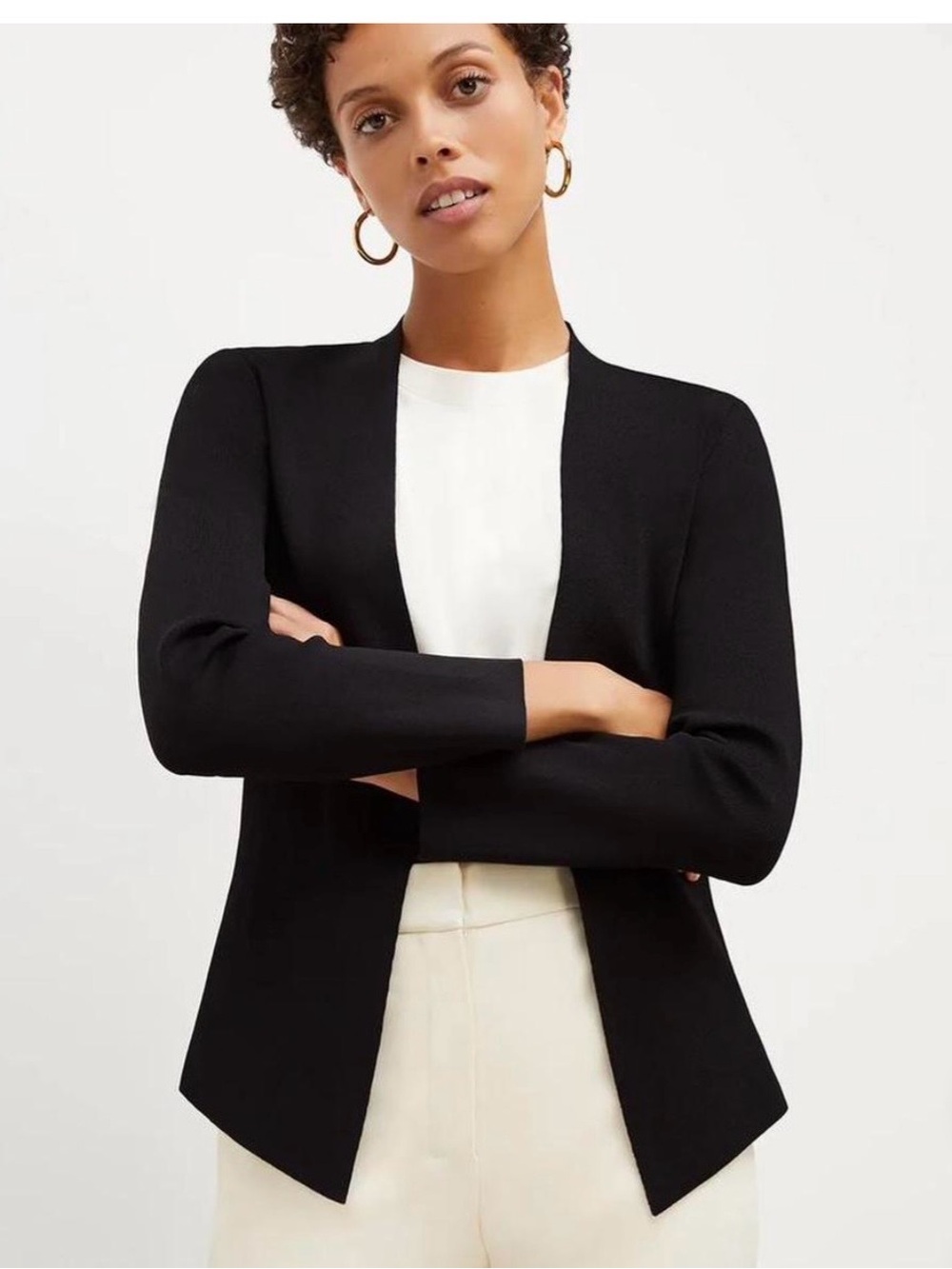 MM LaFleur Black Woolf Jardigan Knit Jacket Cardigan Blazer Size L